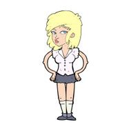 cartoon pretty woman with hands on hips N30