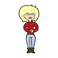 cartoon worried woman N113