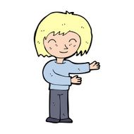 cartoon woman gestureing welcome N13