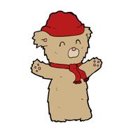 cartooon teddy bear in hat and scarf N4