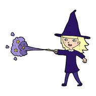 cartoon witch girl casting spell N31