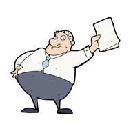cartoon boss waving papers N15