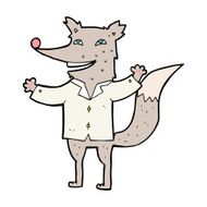 cartoon happy wolf wearing shirt N11