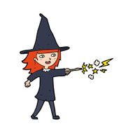 cartoon witch girl casting spell N32