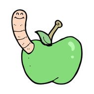 Cartoon Apple With Worm N83