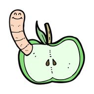Cartoon Apple With Worm N84