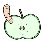 Cartoon Apple With Worm N85