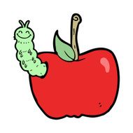 cartoon apple with bug N44