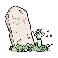 Cartoon Zombie Rising From Grave N48