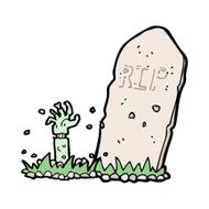 Cartoon Zombie Rising From Grave N49