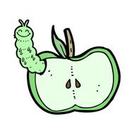 cartoon apple with bug N45