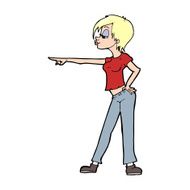 cartoon hip woman pointing N16
