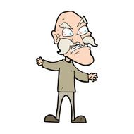 cartoon angry old man N224