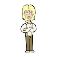 cartoon long mustache man with folded arms N16