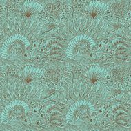 Abstract seamless texture with fish hearts flowers