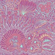 Abstract seamless texture with fish hearts flowers N3