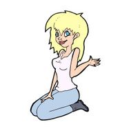 cartoon pretty girl waving N46
