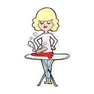 cartoon woman ironing N13