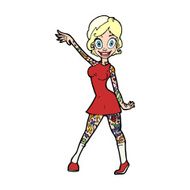 cartoon woman with tattoos N19