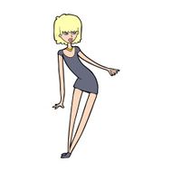cartoon woman in dress leaning N15