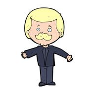 cartoon mustache man with open arms N14