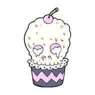 spooky skull cupcake cartoon N15