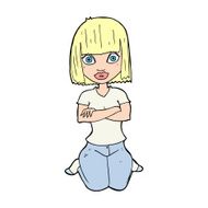 cartoon woman kneeling N15