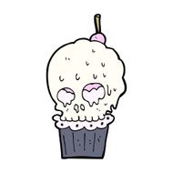 cartoon spooky skull cupcake N15