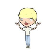 cartoon woman holding arms in air N14
