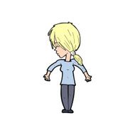cartoon woman shrugging shoulders N699
