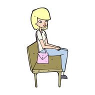 cartoon woman sitting on bench N15