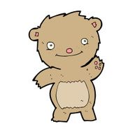 cartoon waving teddy bear N78