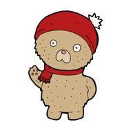 cartoon teddy bear in winter hat and scarf N11