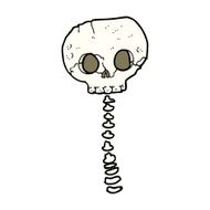 cartoon spooky skull and spine N15