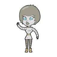 cartoon robot woman waving N28