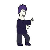 cartoon vampire waving hands N16