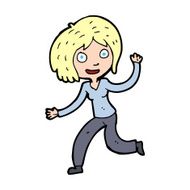 cartoon happy waving girl N16