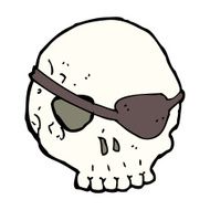 cartoon skull with eye patch N13