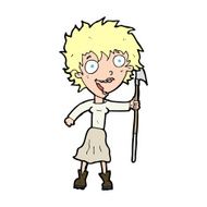 cartoon crazy woman with spear N15