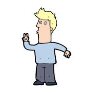 cartoon man signaling with hand N15