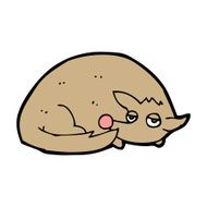 cartoon curled up dog N14