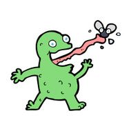 cartoon frog catching fly N20