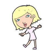 cartoon happy girl gesturing to follow N15