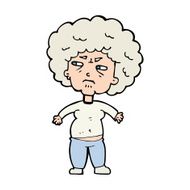 cartoon annoyed old woman N28