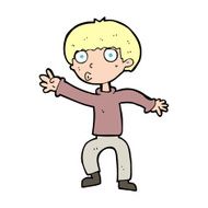 cartoon boy waving warning N15
