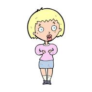 cartoon woman making Who Me? gesture N73