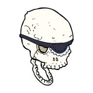 cartoon spooky skull with eye patch N15