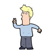 Cartoon Man Giving Peace Sign N84