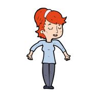 cartoon friendly woman shrugging shoulders N15