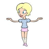cartoon woman with arms spread wide N16